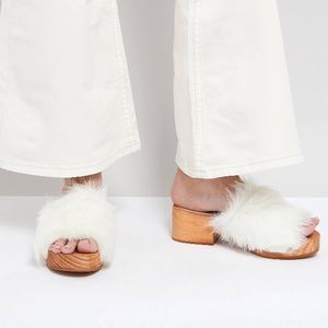 NWT free people faux fur clogs
